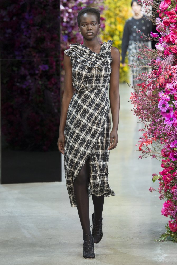 Jason Wu платье в клетку с длинным разрезом 2018-2019.